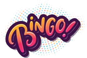 Playful Bingo Clipart with Colorful Retro Typography and Dotted Background