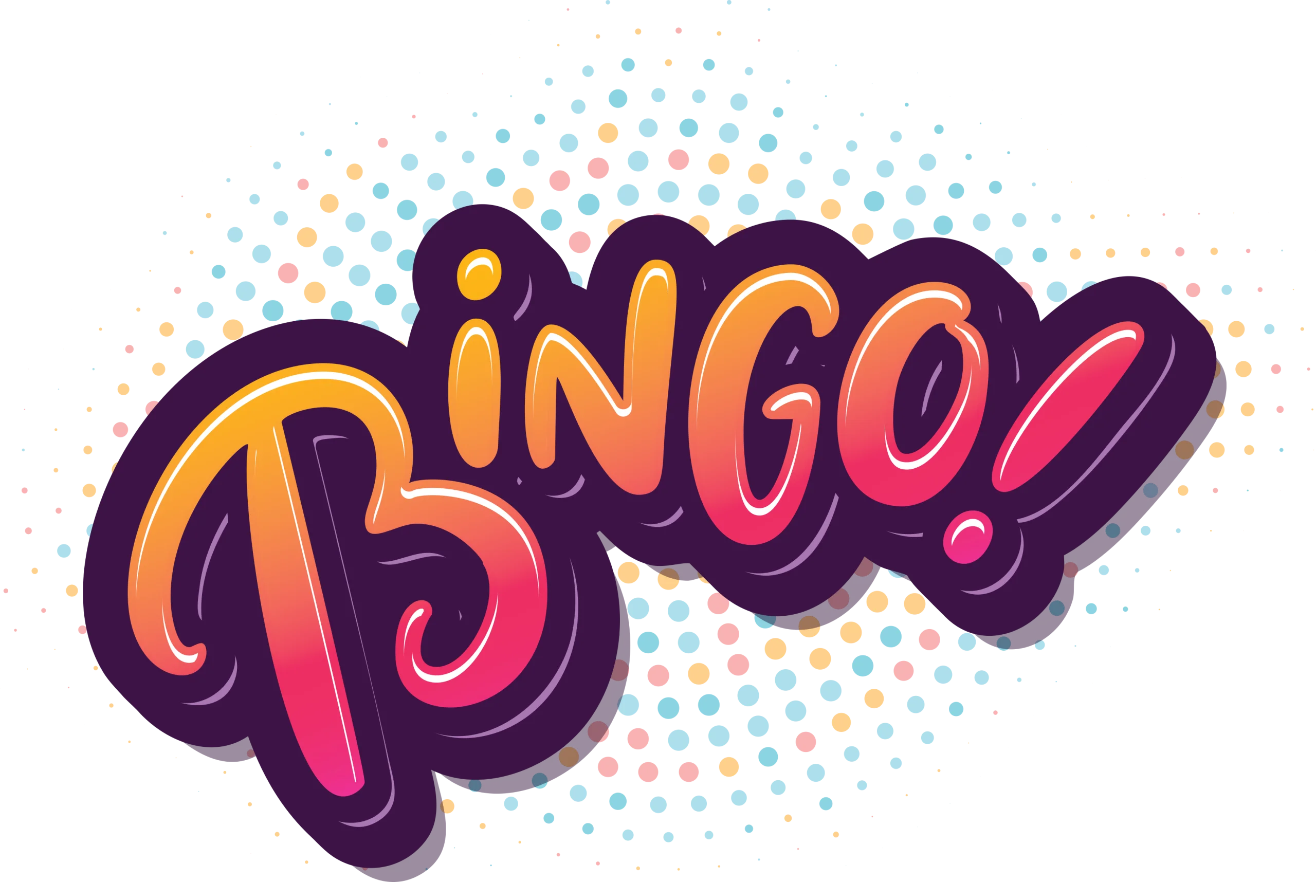 Playful Bingo Clipart with Colorful Retro Typography and Dotted Background