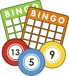Playful Bingo Game Elements Clipart: Colorful Cards and Lucky Number Balls