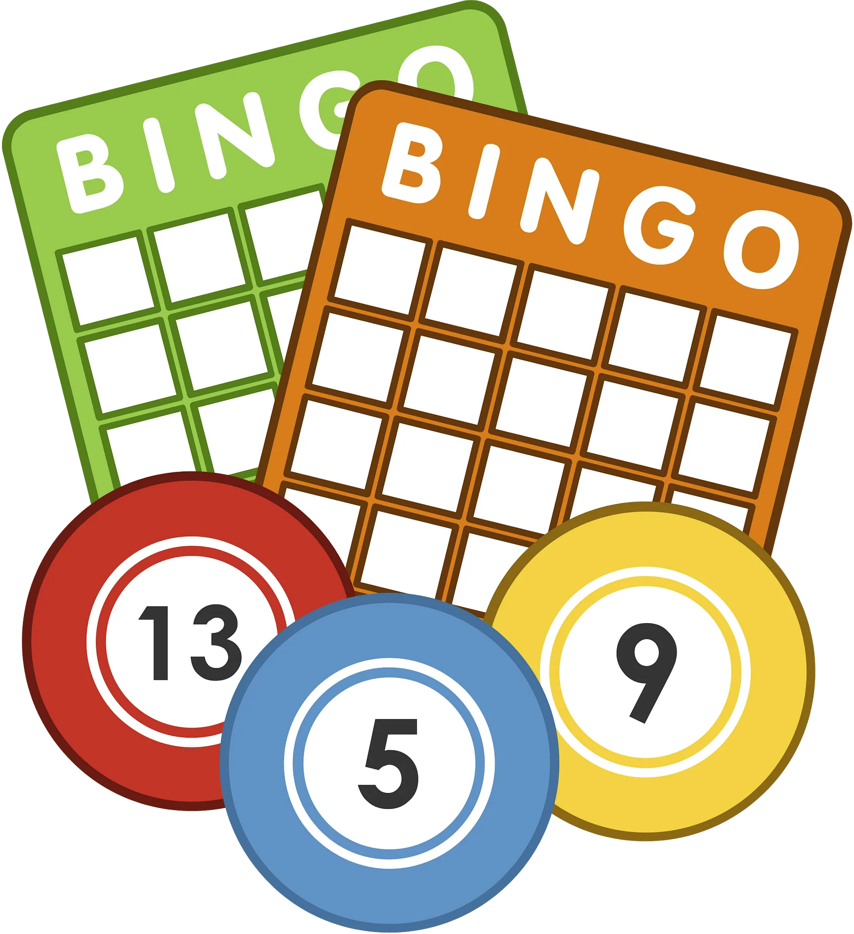 Playful Bingo Game Elements Clipart: Colorful Cards and Lucky Number Balls