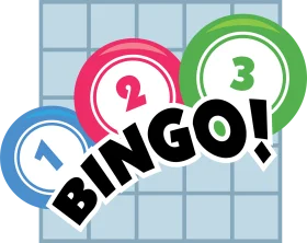Playful Bingo Numbers Clipart with Dynamic Colorful Game Balls Design