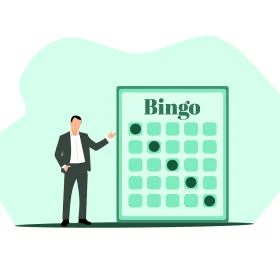 Professional Businessman Presenting Oversized Bingo Clipart Game Card Design