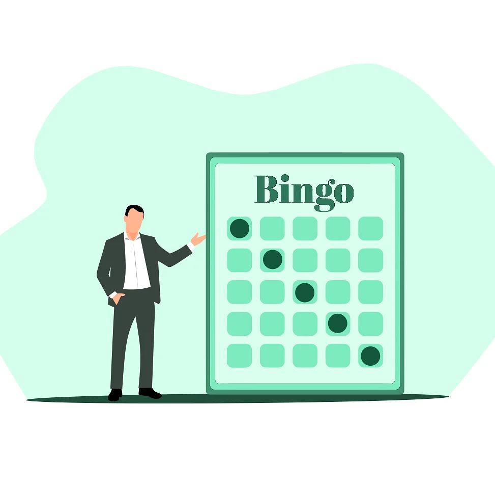 Professional Businessman Presenting Oversized Bingo Clipart Game Card Design