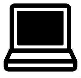 Simple Minimalist Laptop Clipart Icon in Clean Black and White Design