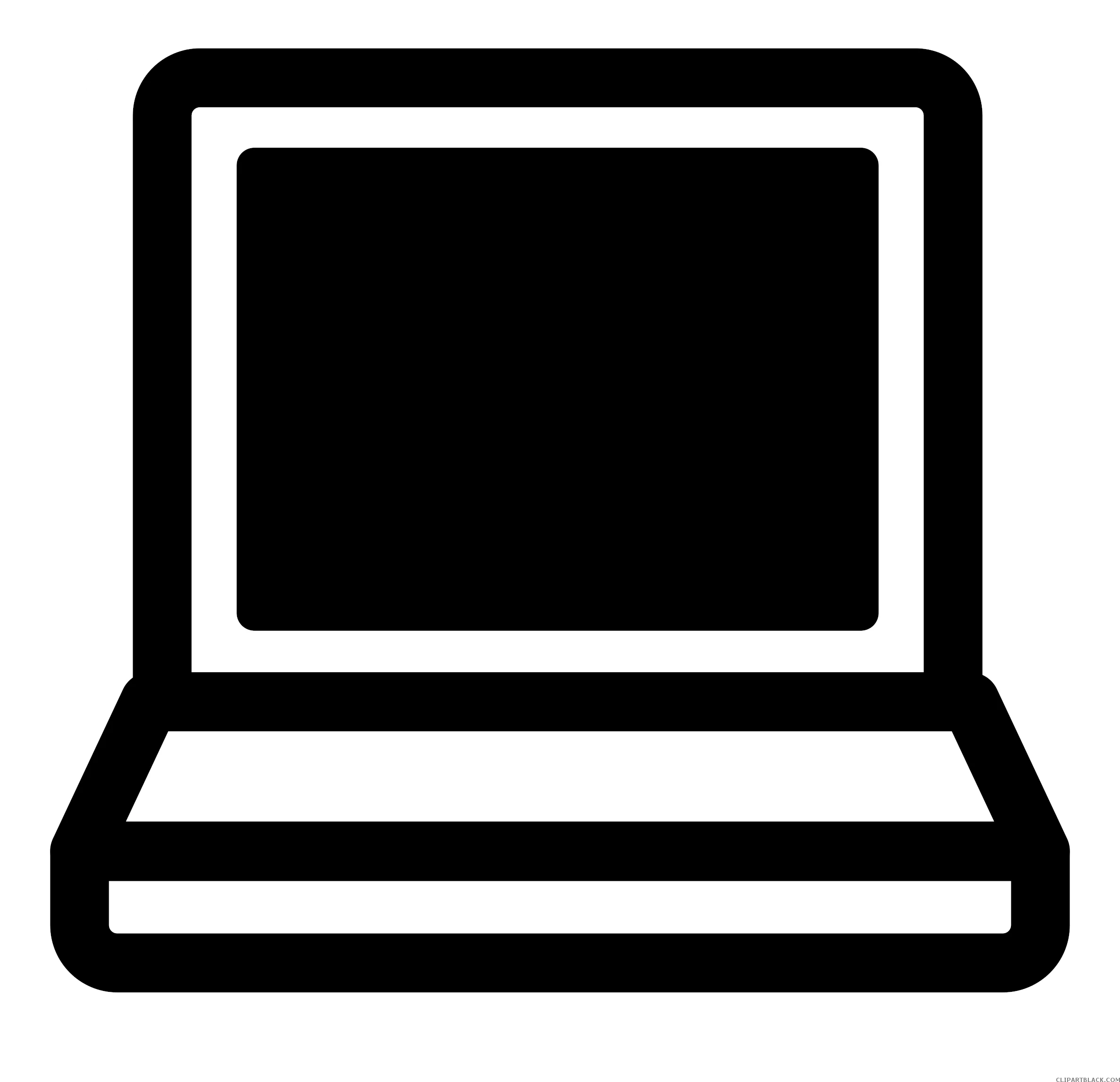 Simple Minimalist Laptop Clipart Icon in Clean Black and White Design