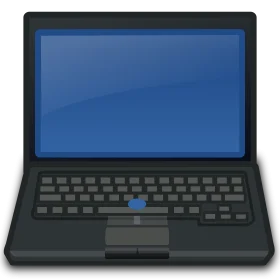 Sleek and Minimalist Black Laptop Clipart Illustration with Blue Screen