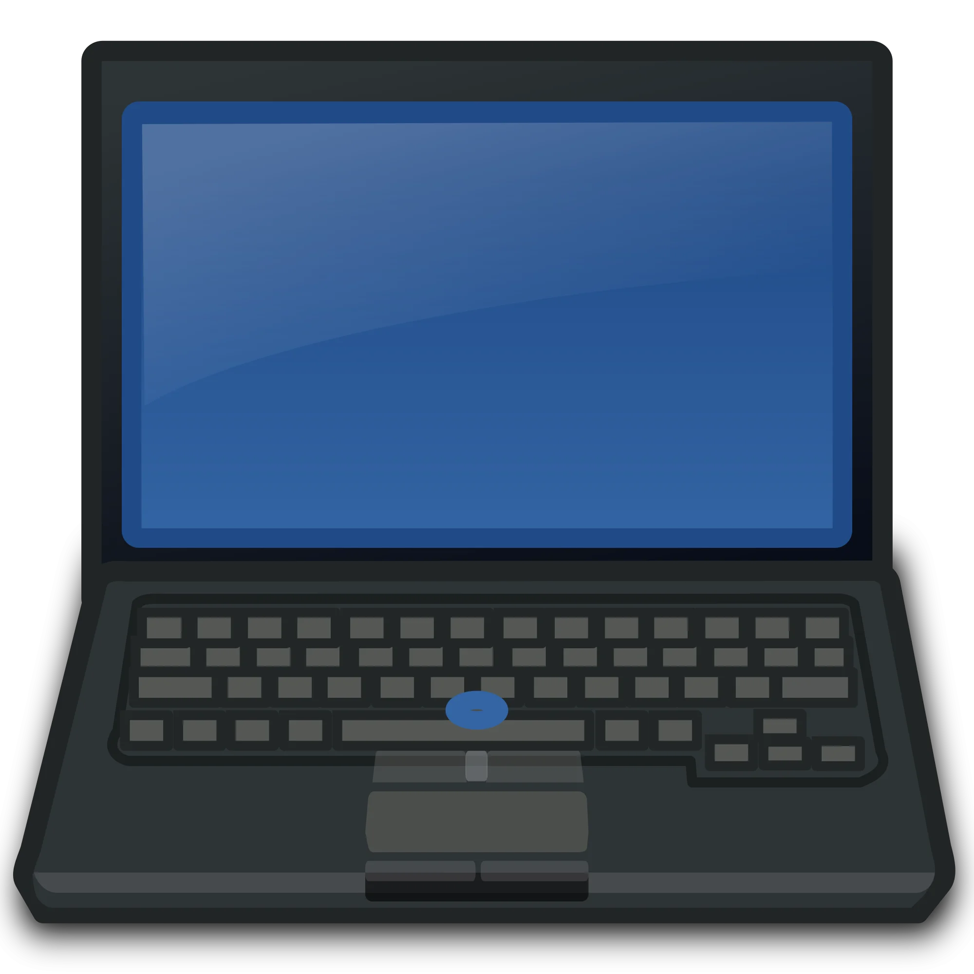 Sleek and Minimalist Black Laptop Clipart Illustration with Blue Screen