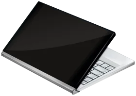 Sleek Black and White Modern Laptop Clipart Design Illustration