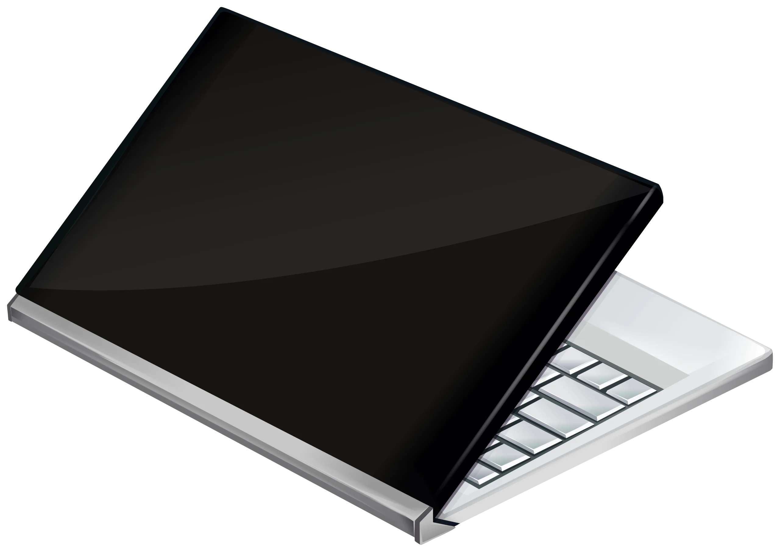 Sleek Black and White Modern Laptop Clipart Design Illustration