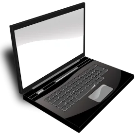 Sleek Black Laptop Clipart Design with Glossy Screen and Keyboard Illustration
