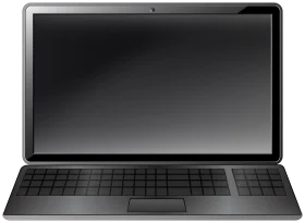 Sleek Modern Laptop Clipart Illustration with Minimalist Design and Grayscale Aesthetic