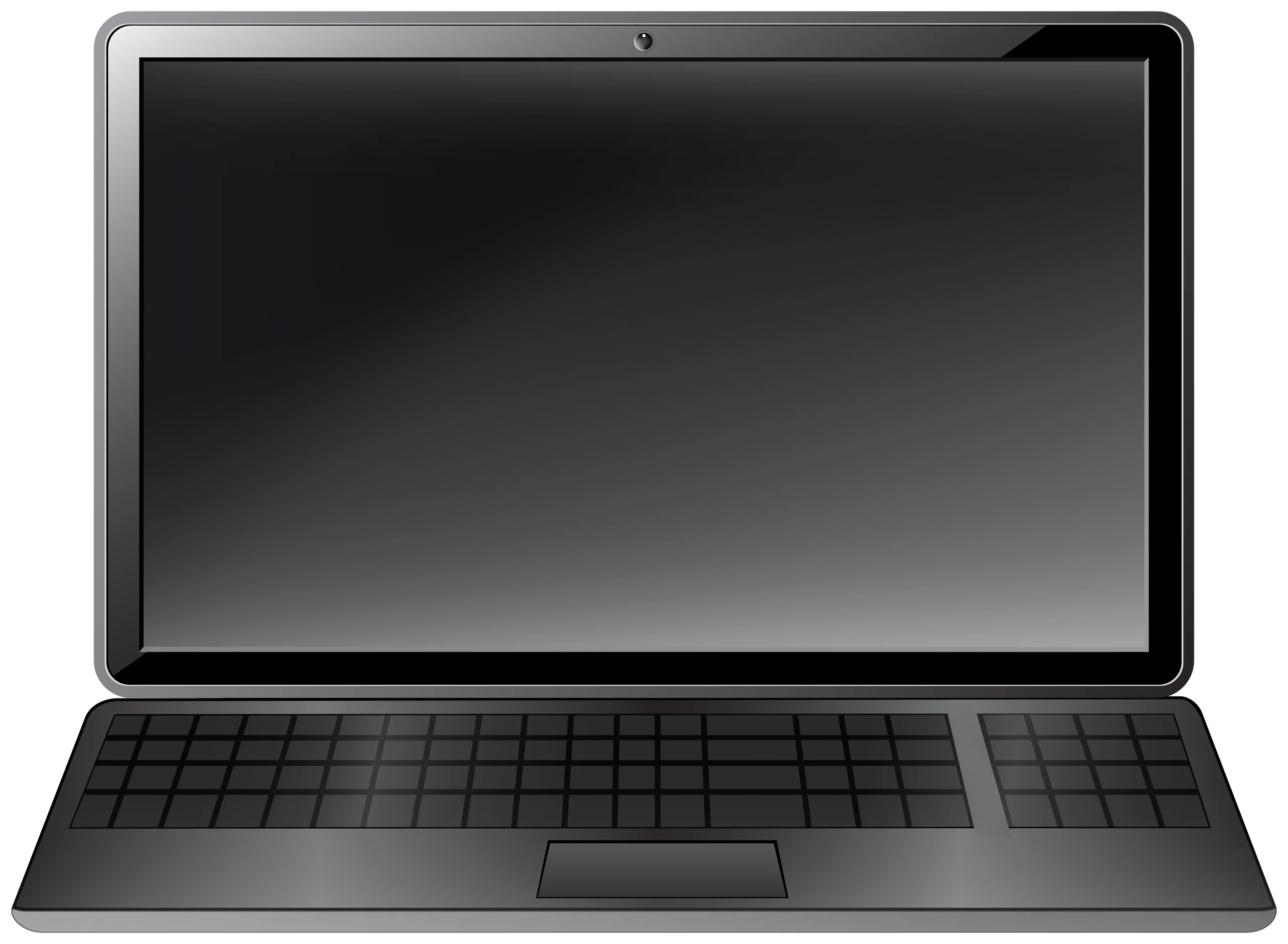 Sleek Modern Laptop Clipart Illustration with Minimalist Design and Grayscale Aesthetic