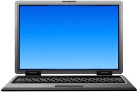 Sleek Modern Laptop Clipart with Glossy Blue Screen and Metallic Frame