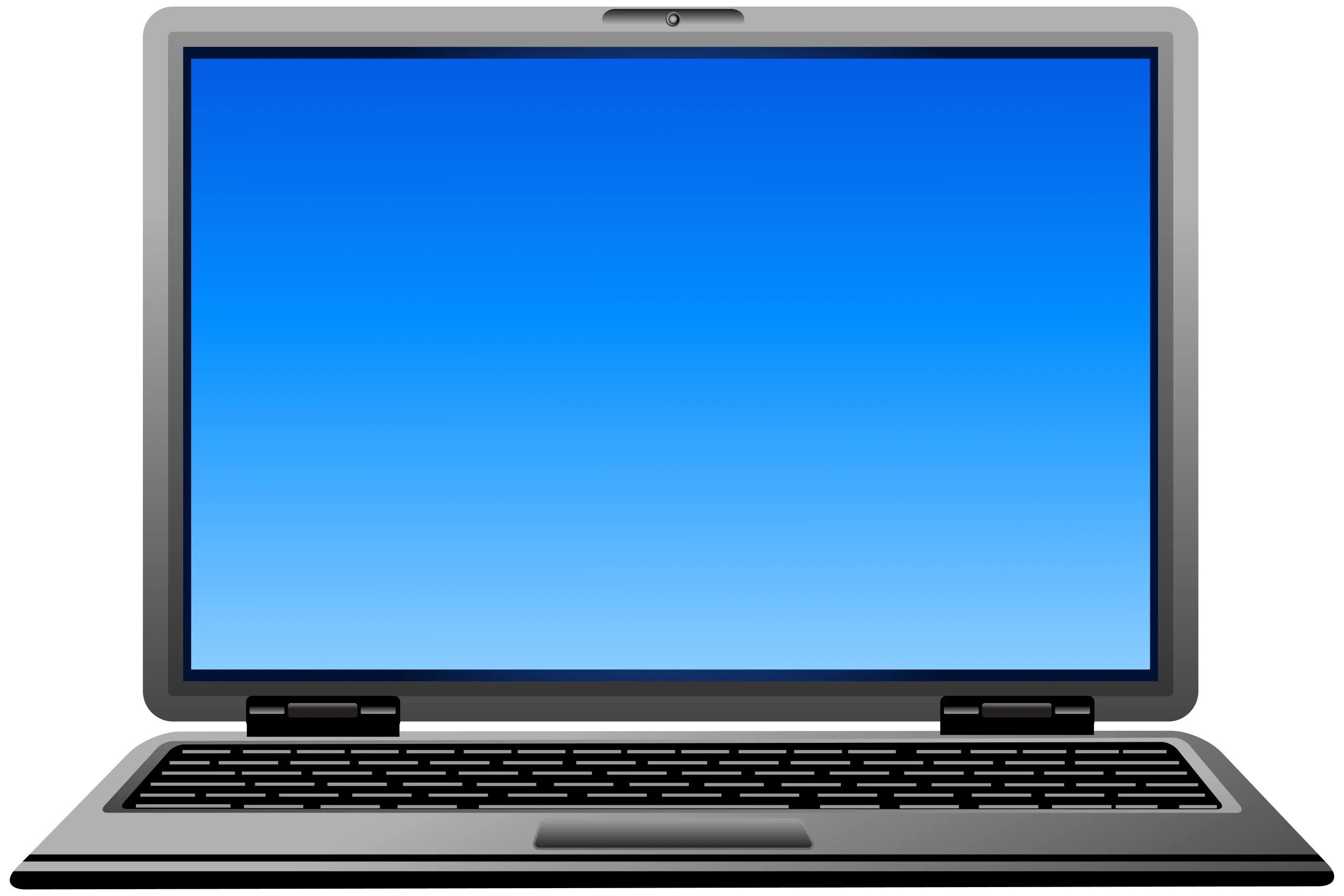 Sleek Modern Laptop Clipart with Glossy Blue Screen and Metallic Frame