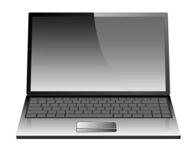 Sleek Modern Minimalist Laptop Clipart Design with Glossy Metallic Finish