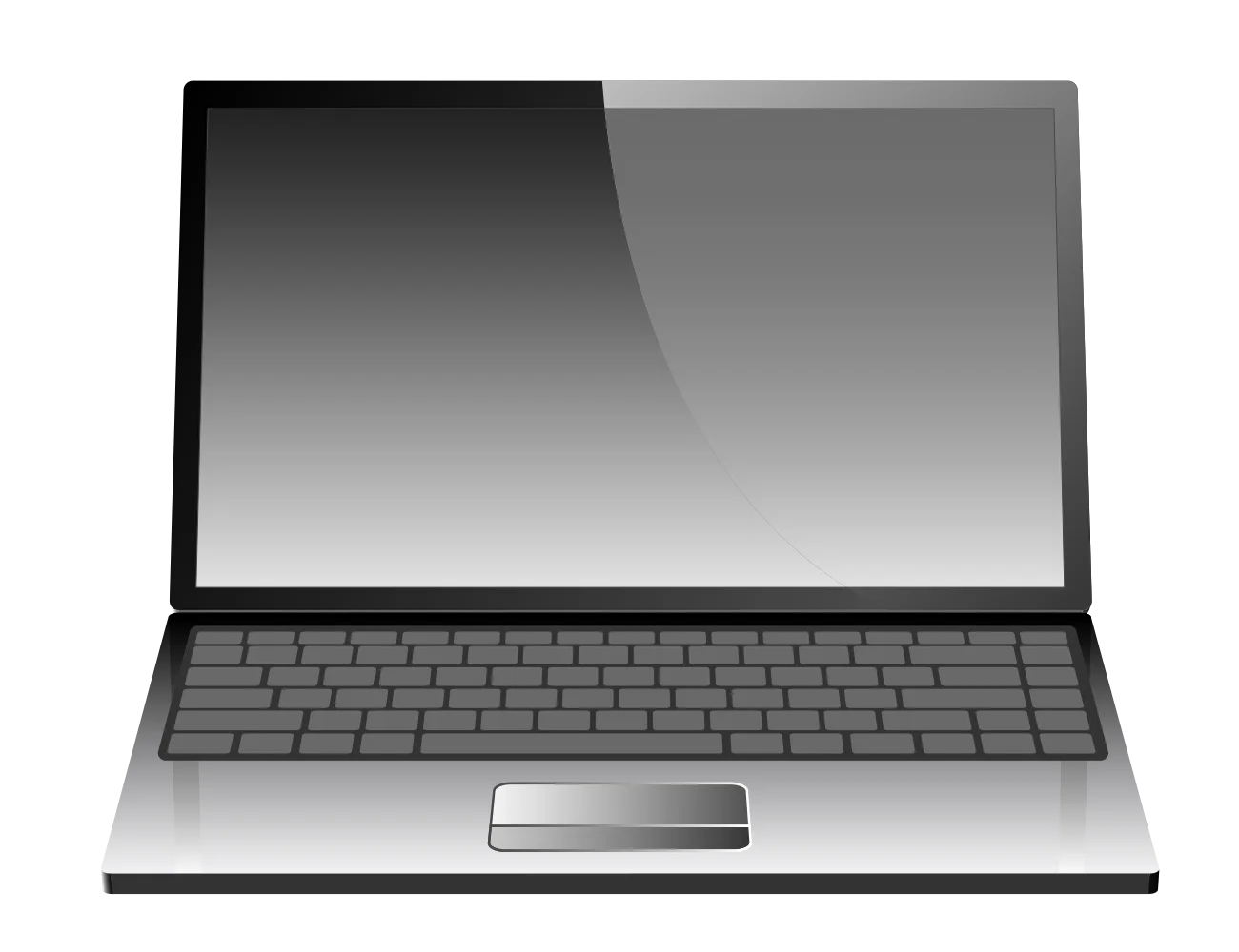 Sleek Modern Minimalist Laptop Clipart Design with Glossy Metallic Finish