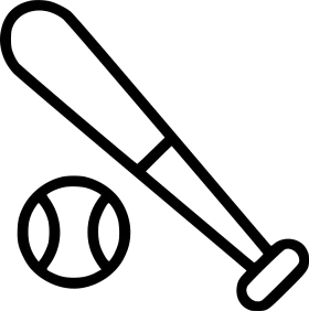 Classic Baseball Bat and Ball Minimalist Black and White Clipart Design