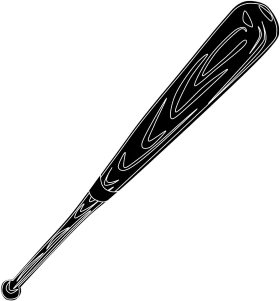 Classic Baseball Bat Clipart Silhouette in Bold Black Monochromatic Design