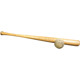 Classic Wooden Baseball Bat and Ball Vintage Clipart Illustration Design