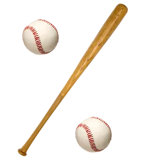Classic Wooden Baseball Bat and Baseballs Vintage Illustrated Clipart Design