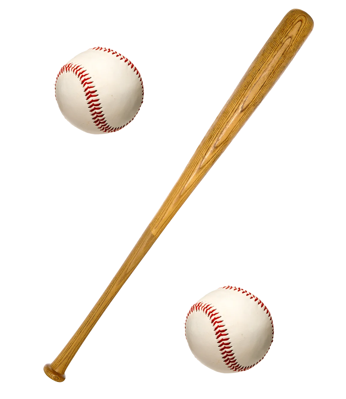 Classic Wooden Baseball Bat and Baseballs Vintage Illustrated Clipart Design