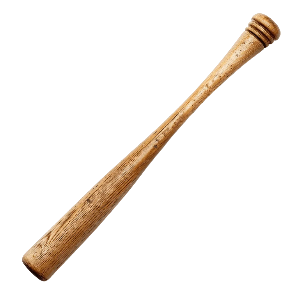Classic Wooden Baseball Bat Clipart - Authentic Sporting Equipment Illustration