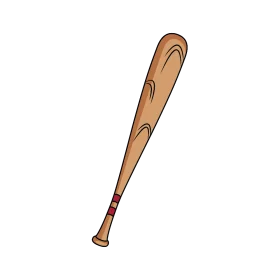 Classic Wooden Baseball Bat Clipart Design with Elegant Curved Silhouette