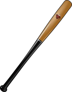 Classic Wooden Baseball Bat Clipart with Black and Tan Color Design