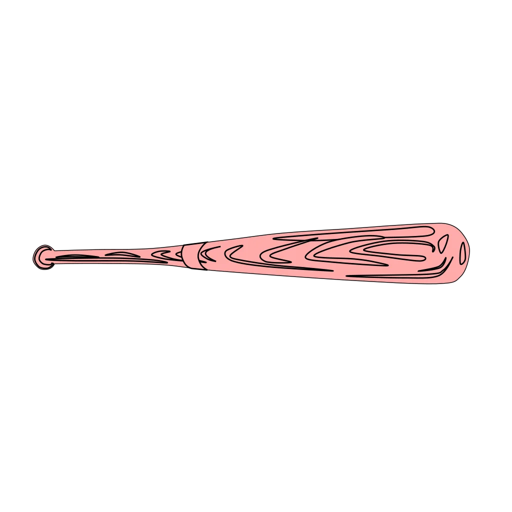Elegant Pink Baseball Bat Clipart with Swirling Artistic Wood Grain Design
