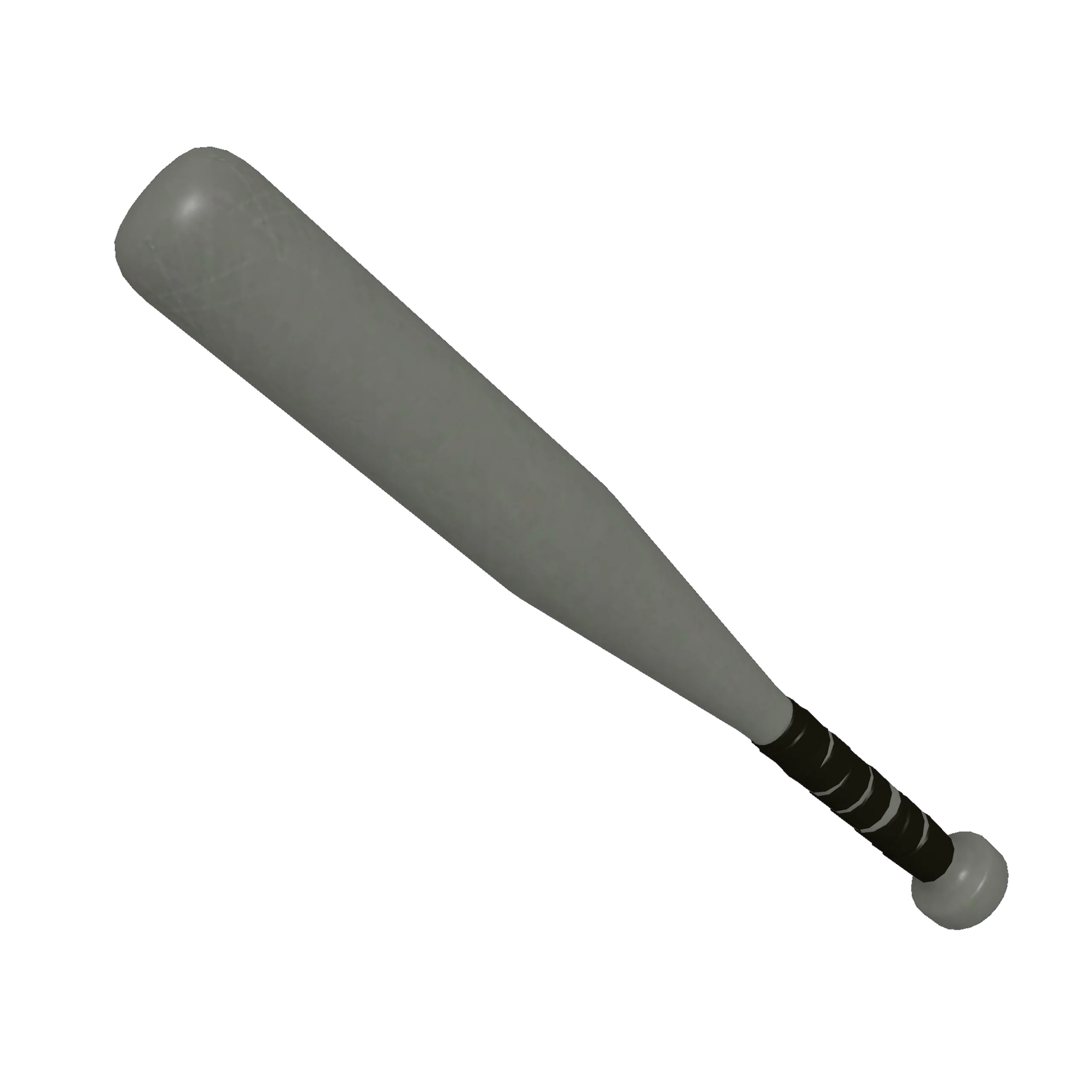 Sleek Gray Baseball Bat Clipart Illustration with Textured Handle Design