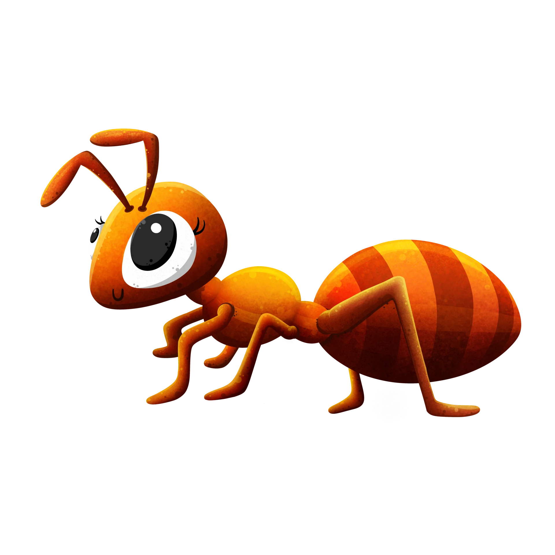 Cheerful Cartoon Fire Ant Clipart with Adorable Big-Eyed Illustration