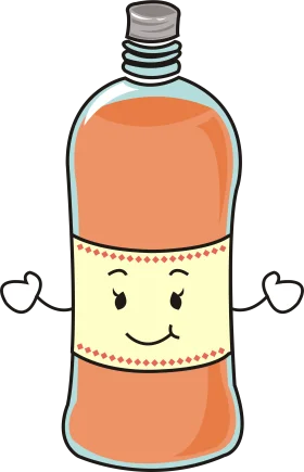 Cheerful Orange Beverage Bottle Clipart with Adorable Cartoon Face Expression