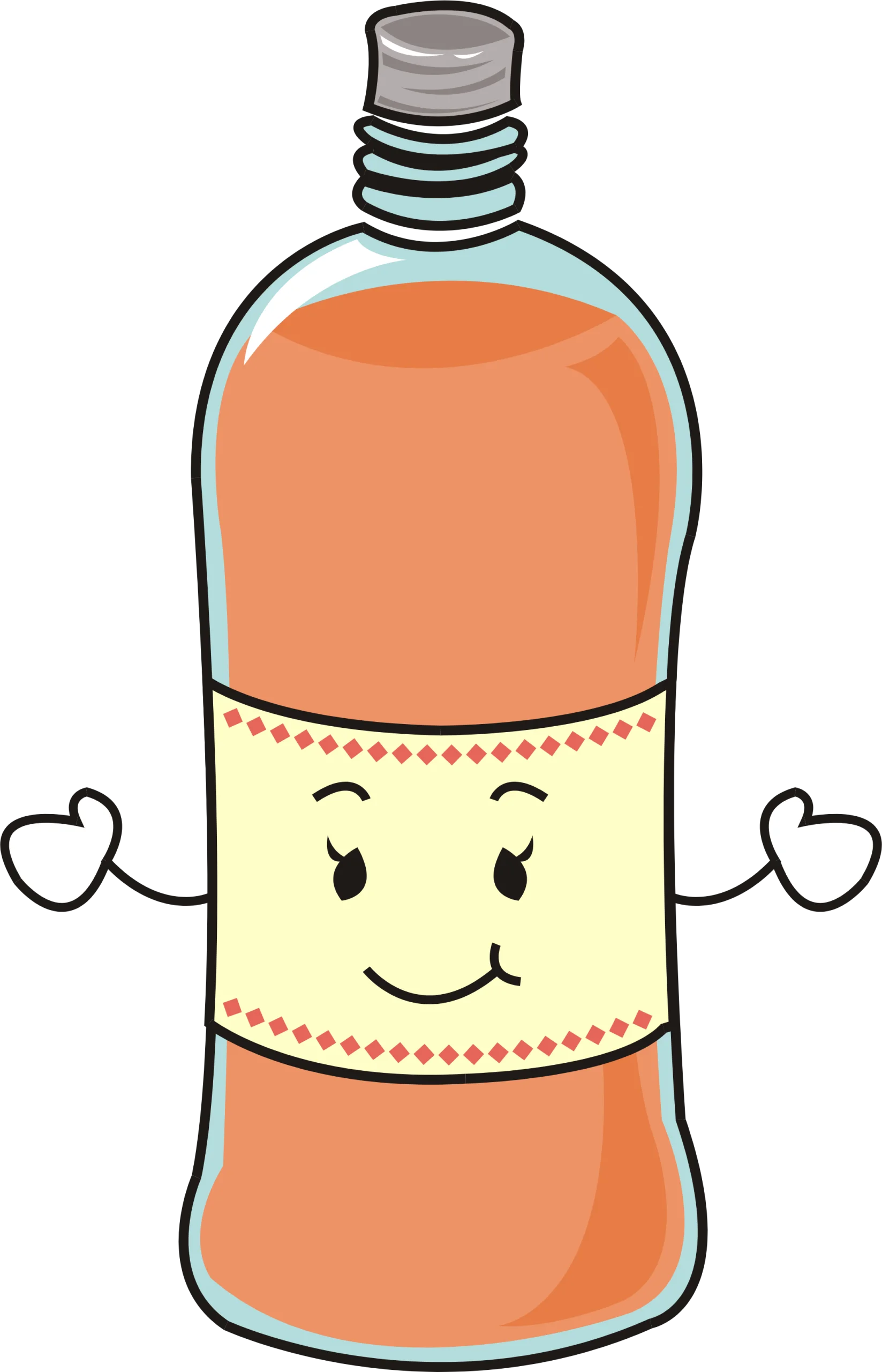 Cheerful Orange Beverage Bottle Clipart with Adorable Cartoon Face Expression