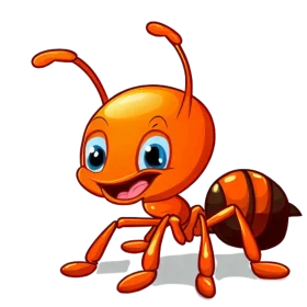 Cheerful Orange Cartoon Ant Clipart - Adorable Insect Character Design