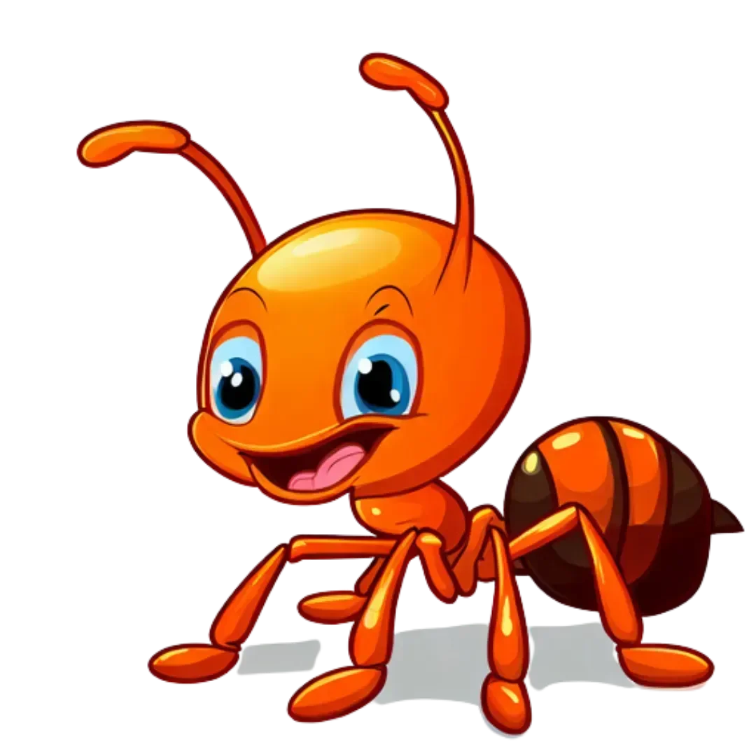 Cheerful Orange Cartoon Ant Clipart - Adorable Insect Character Design