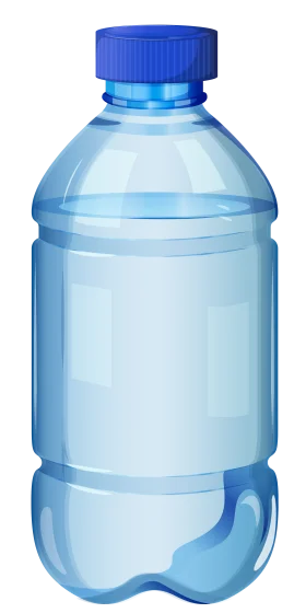 Crystal Clear Plastic Water Bottle Clipart with Blue Cap Illustration