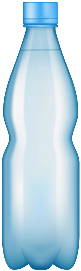 Crystal Clear Plastic Water Bottle Clipart with Soft Blue Gradient Design
