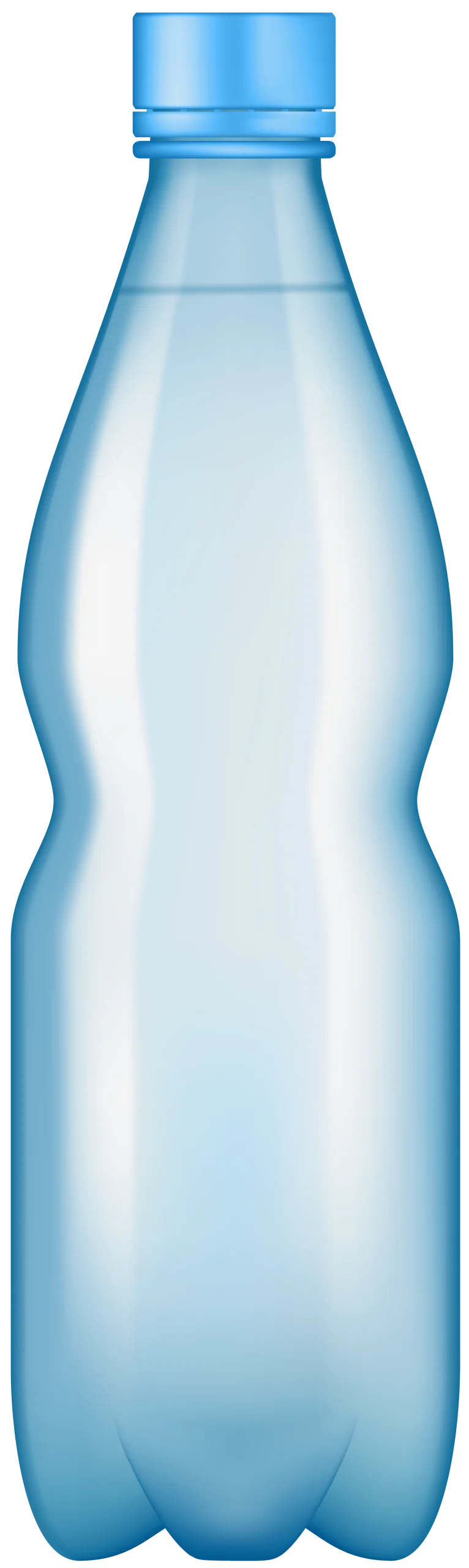 Crystal Clear Plastic Water Bottle Clipart with Soft Blue Gradient Design