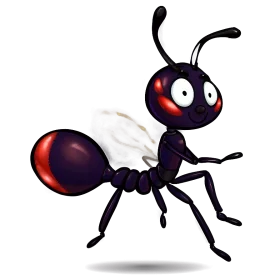 Cute Cartoon Black Ant Clipart with Playful Big-Eyed Design