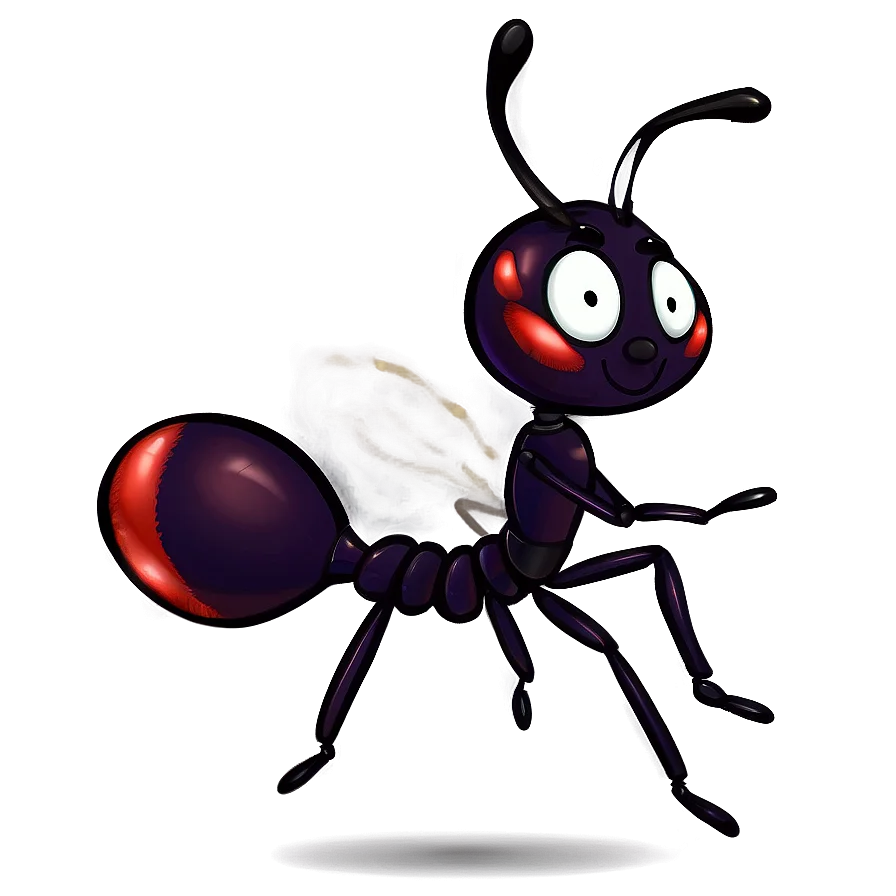 Cute Cartoon Black Ant Clipart with Playful Big-Eyed Design