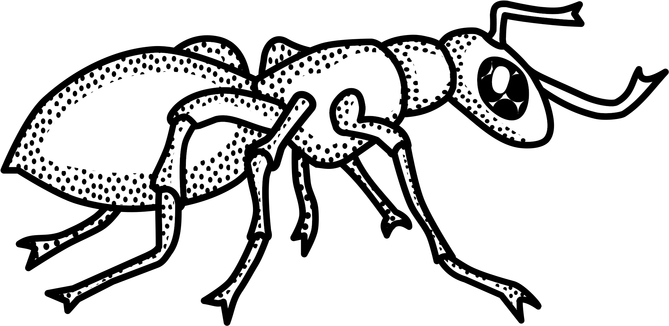 Detailed Black and White Line Art Sketch of Intricate Ant Clipart Design