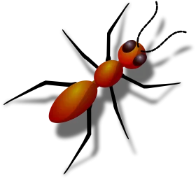 Detailed Cartoon Fire Ant Clipart with Glossy Orange-Red Rendering