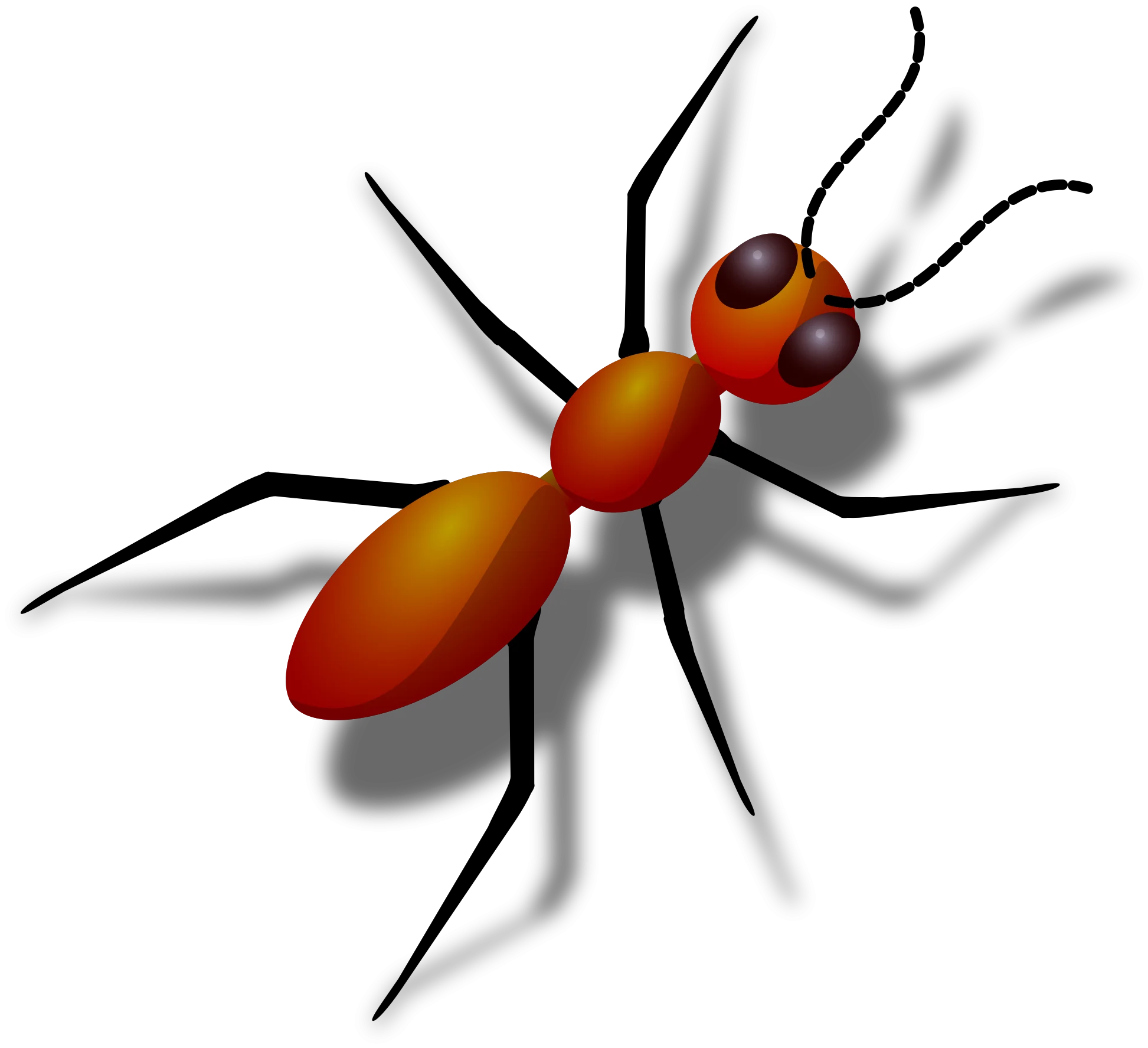 Detailed Cartoon Fire Ant Clipart with Glossy Orange-Red Rendering