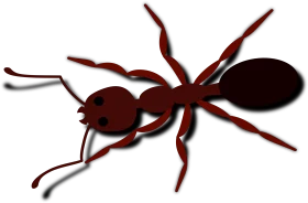 Detailed Red and Black Ant Clipart Illustration with Sharp Geometric Design