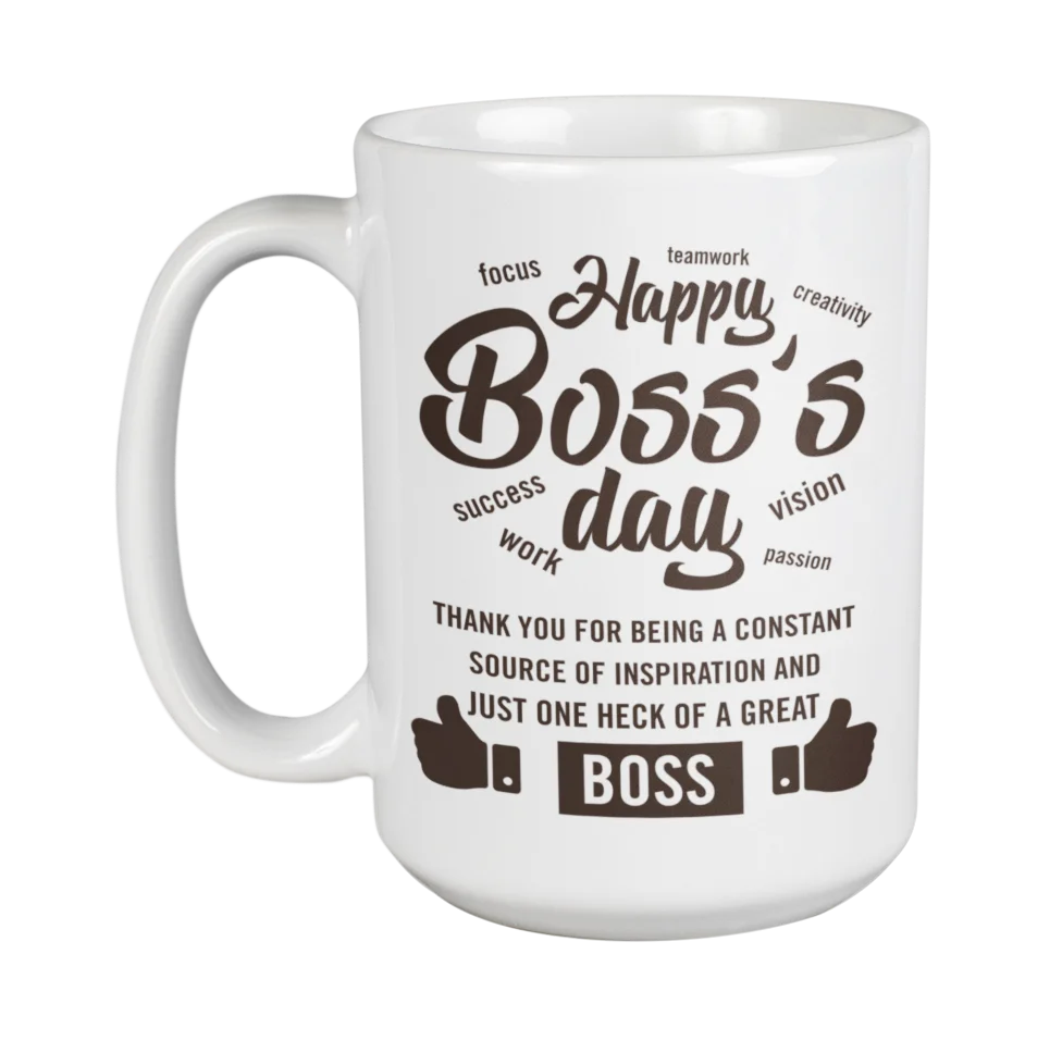 Elegant Boss's Day Celebration Commemorative Coffee Mug Clipart Design