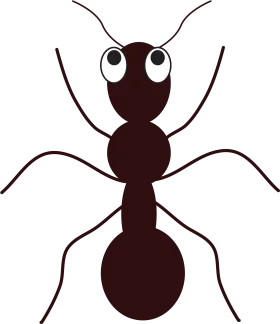 Minimalist Black Silhouette Ant Clipart with Cartoonish Googly Eyes
