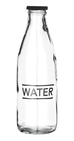 Minimalist Clear Glass Water Bottle Clipart with Simple Typography