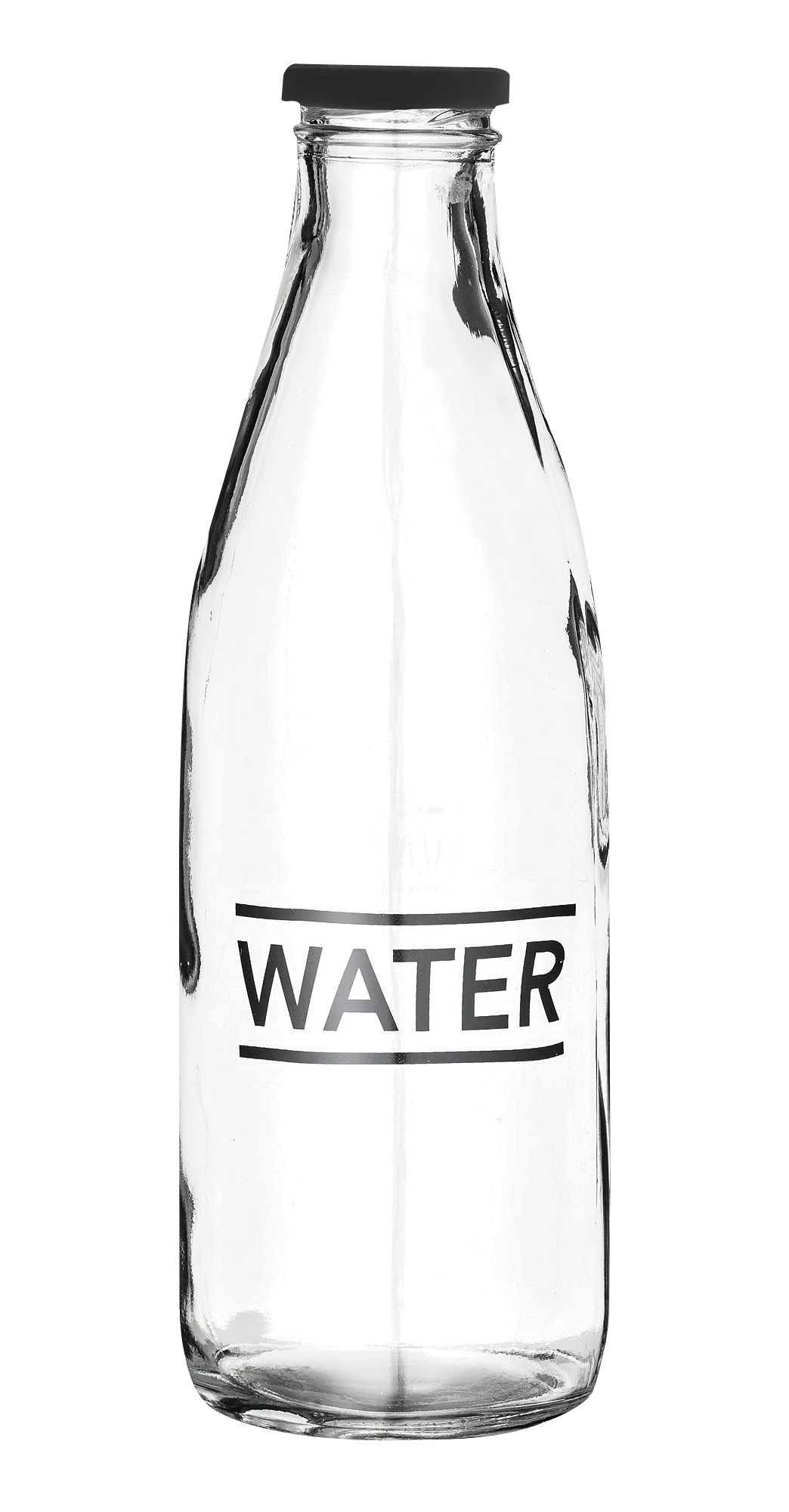 Minimalist Clear Glass Water Bottle Clipart with Simple Typography