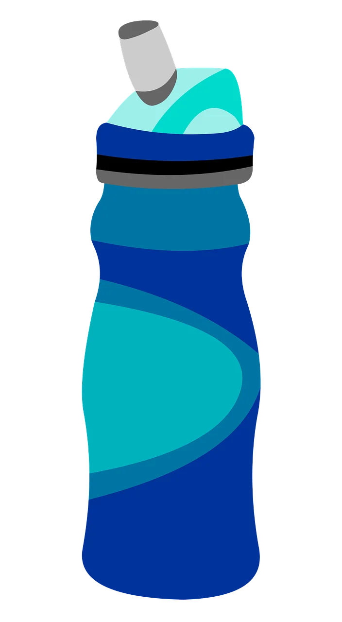 Modern Blue and Turquoise Sports Water Bottle Clipart Design with Sleek Contours