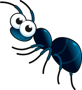 Playful Blue Cartoon Ant Clipart with Googly Eyes and Glossy Finish